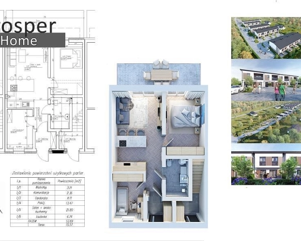 Mieszkanie w stanie deweloperskim-3 pokoje-2